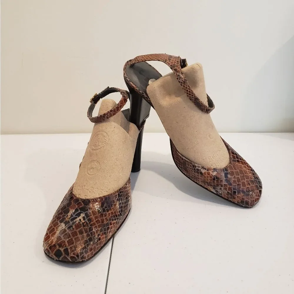 Mina Brown Snakeskin Women's Heels Size  6.5